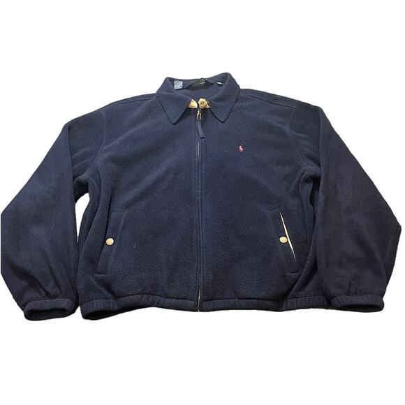 VTG Polo Ralph Lauren Blue Fleece Jacket Men's XL Polartec Sweatshirt Y2K Zip - Picture 1 of 11